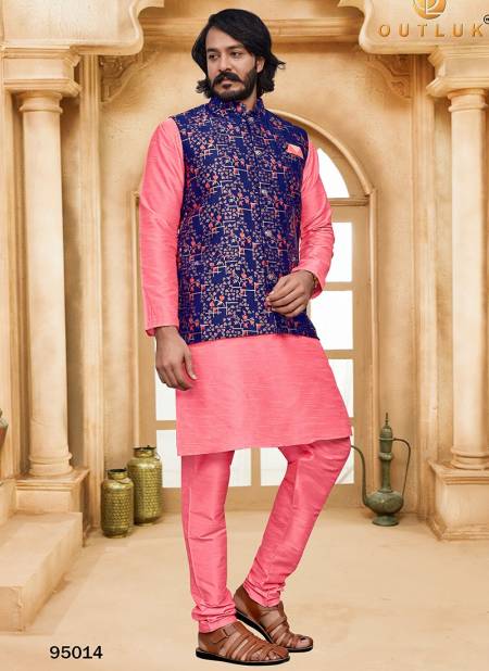 Blue And Pink Colour Outluk 95 New Latest Designer Ethnic Wear Kurta Pajama With Jacket Collection 95014